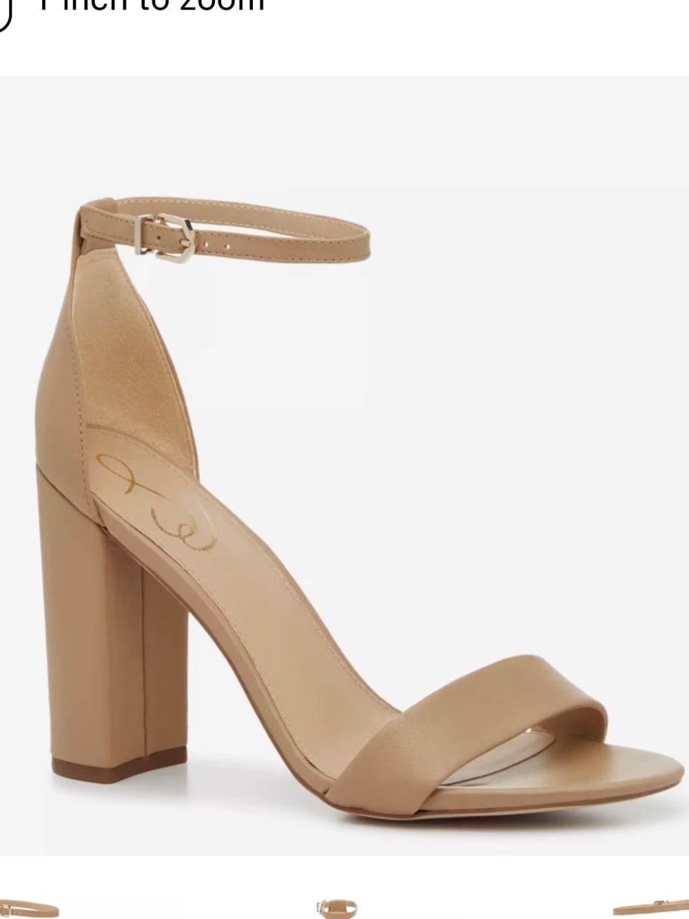 Sam Edelman Beige Ankle-Strap Block Heel Sandal
